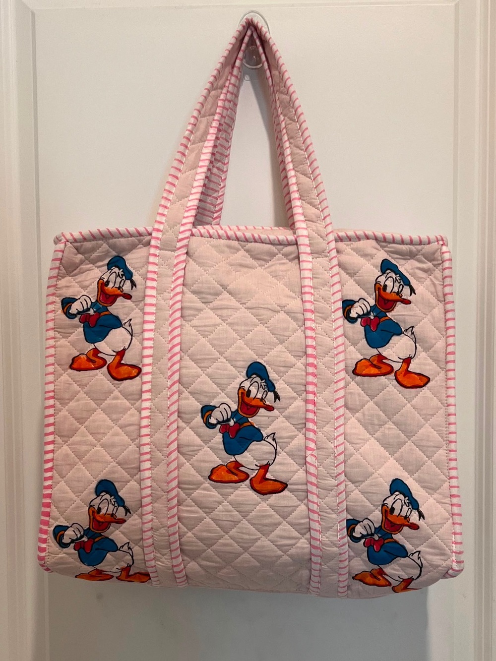 Pink Quilted Donald Duck Tote Bag